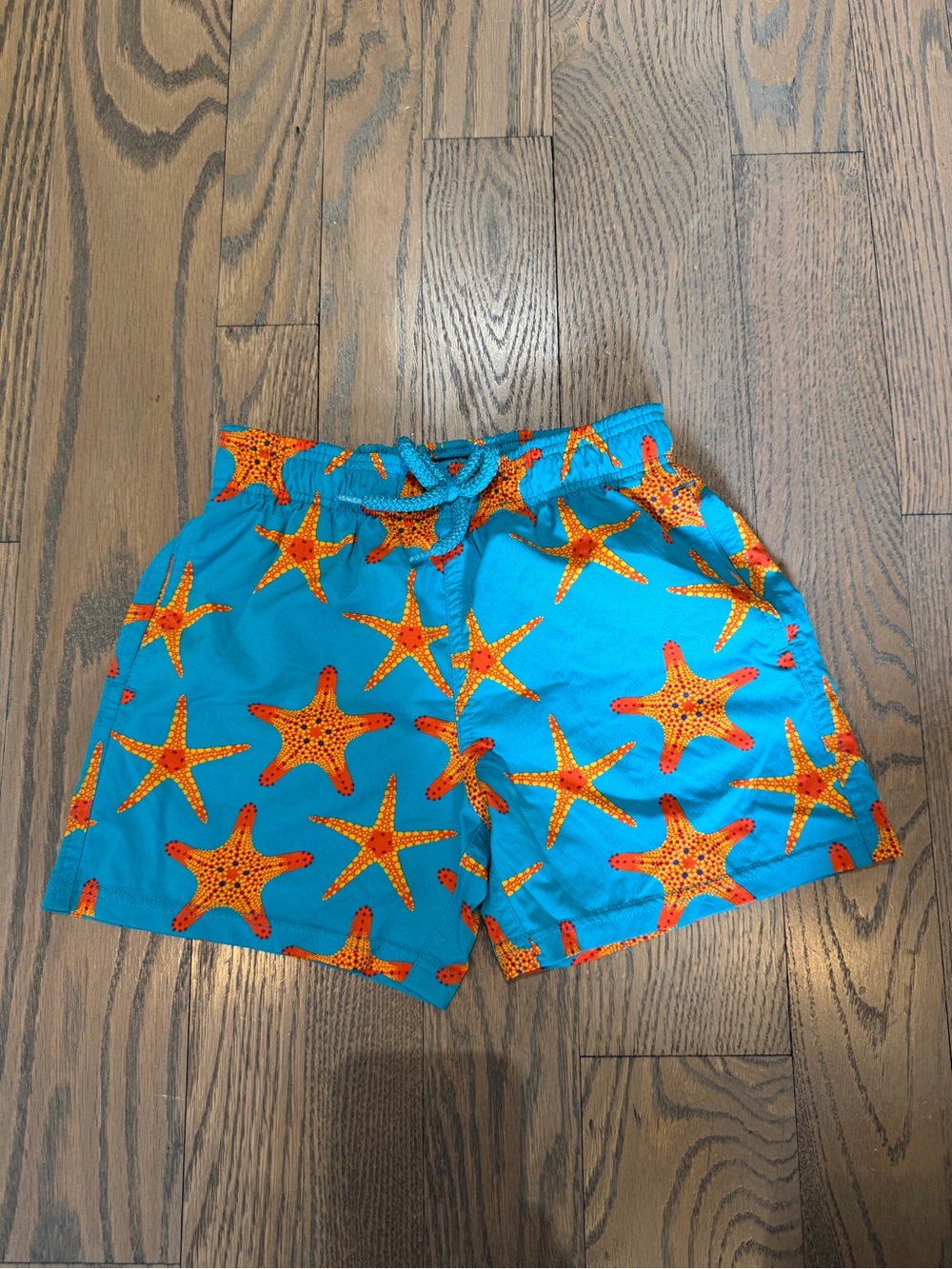 Vilebrequin Kids Swim Trunks Turquoise with Orange Starfish